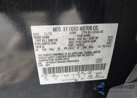 2013 Ford Explorer from USA, damaged, VIN 1FM5K7B84DGB66364